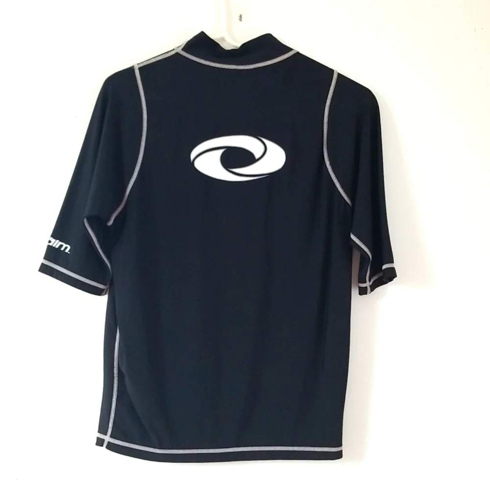 The Realm mens rashguard black/white swim surf shirt.